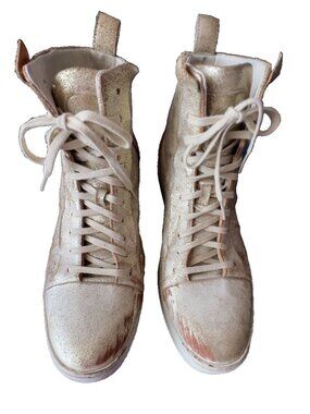 John Varvatos 315 Deek Men's 12M Shoes Sneakers Trainers Gold Metallic Flake